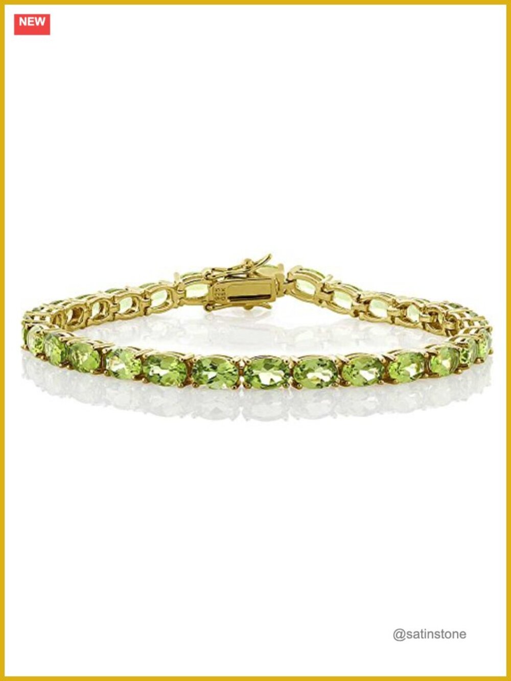 Peridot Tennis Bracelet 925 Sterling Silver 7 Inch Oval Gemstone